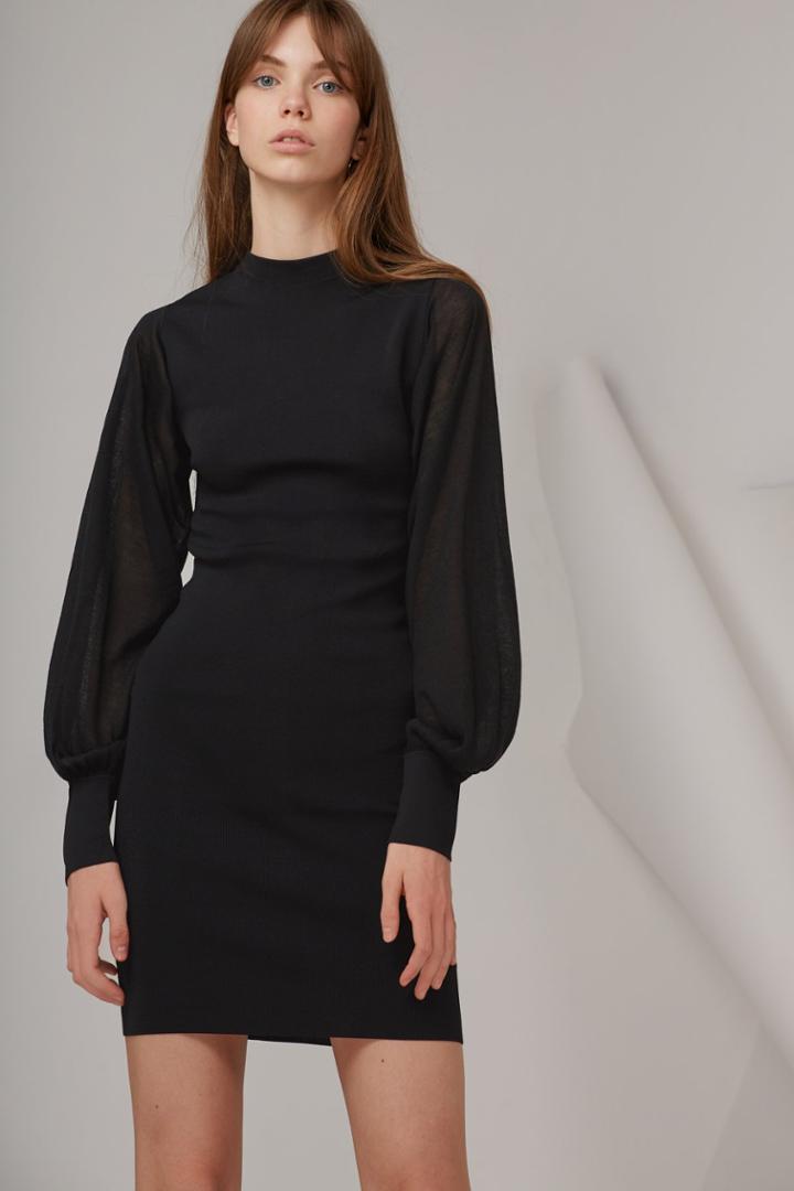 Keepsake Know Me Better Long Sleeve Knit Dress Black