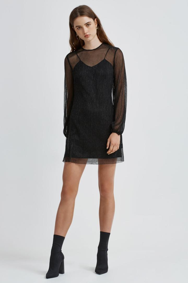 Keepsake Keepsake Step Down Long Sleeve Mini Dress Black