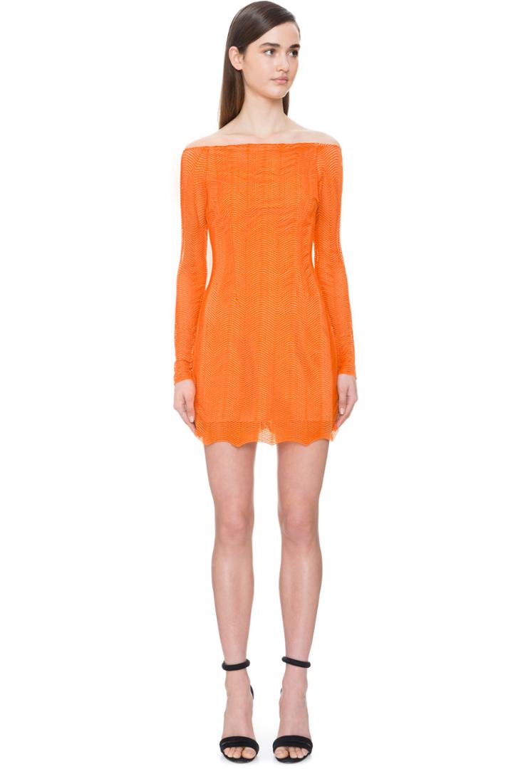 Keepsake Think Twice Long Sleeve Lace Dress Tangerine