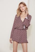 The Fifth The Blooming Long Sleeve Playsuit Ruby Antique Print