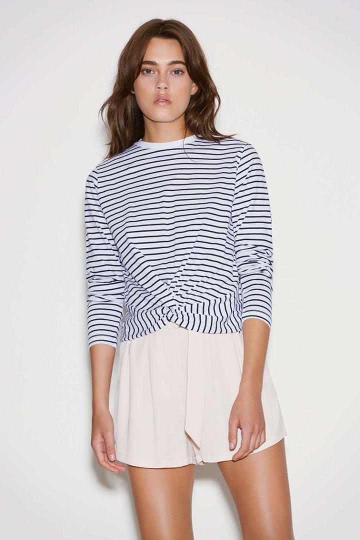 The Fifth Recharge Stripe Long Sleeve Top White W Navyxxs, Xs,s,m,l,xl