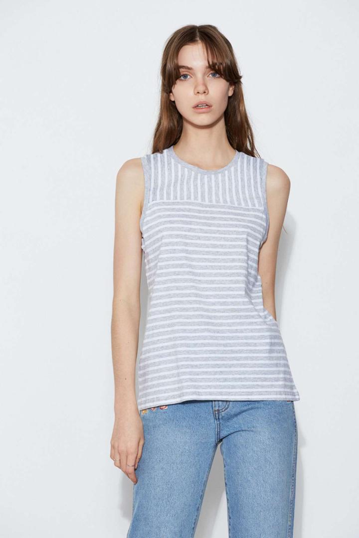 The Fifth Prismatic Stripe Tank Grey W Whites,m,l,xl