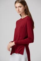 The Fifth Time Lapse Long Sleeve Top Burgundy And Navy Stripe