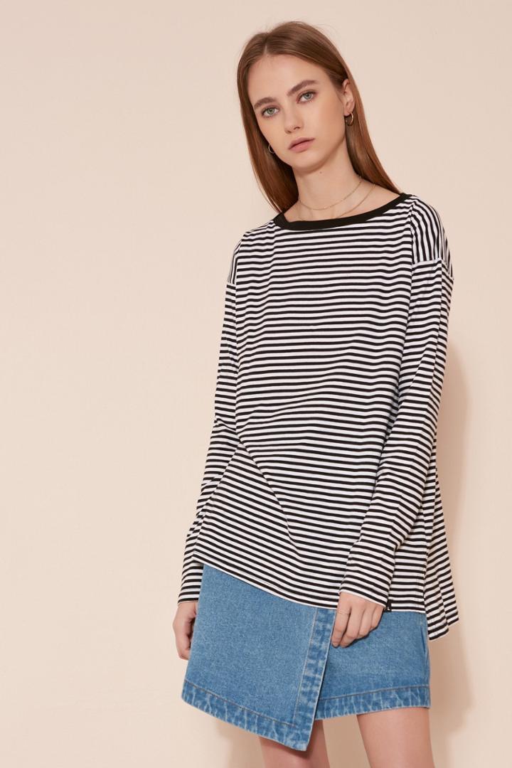 The Fifth New Way Long Sleeve Top Black And White Stripe