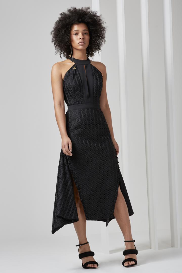 C/meo Collective Silver Sounds Halter Dress Black