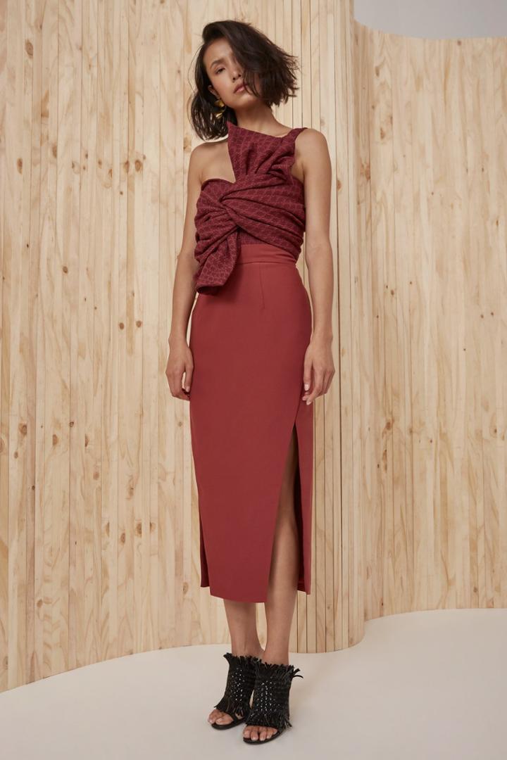 C/meo Collective Bound Together Skirt Marsala