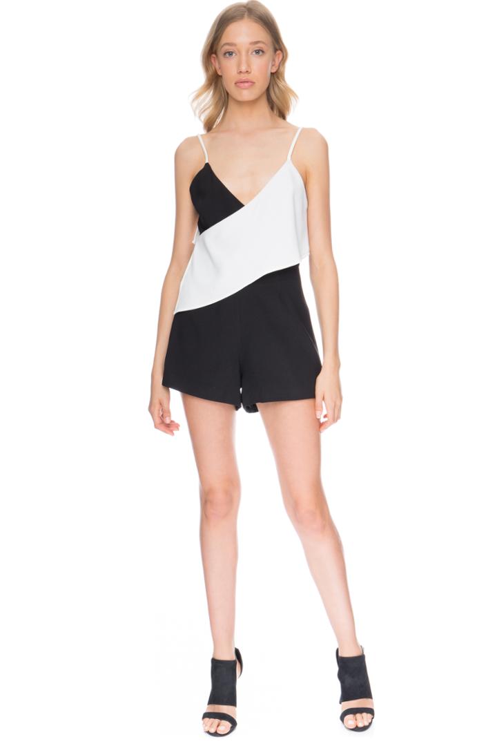 Finders Keepers Hold Us Playsuit Black/ White
