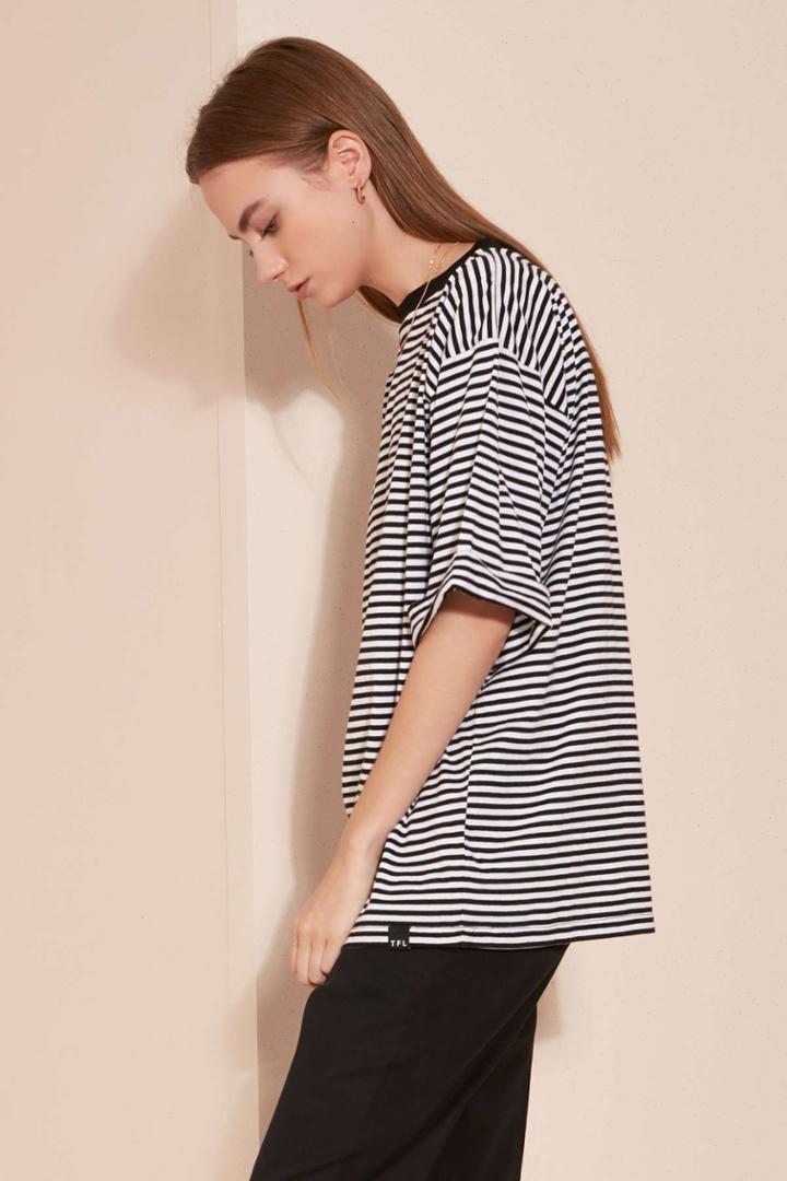 The Fifth The Fifth New Way T-shirt Black And White Stripe