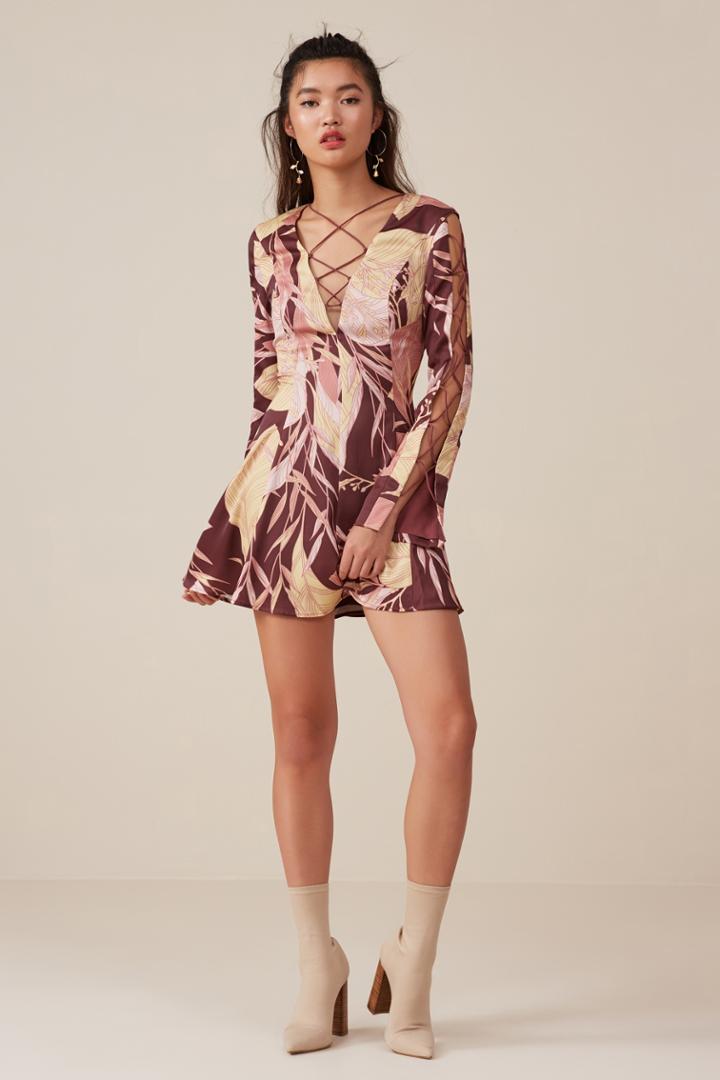 Finders Keepers Finders Keepers Bloom Mini Dress Fig Florals,m,l,xl