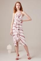 C/meo Collective C/meo Collective On Her Own Midi Dress Ivory Stripexxs, Xs,s,m,l,xl