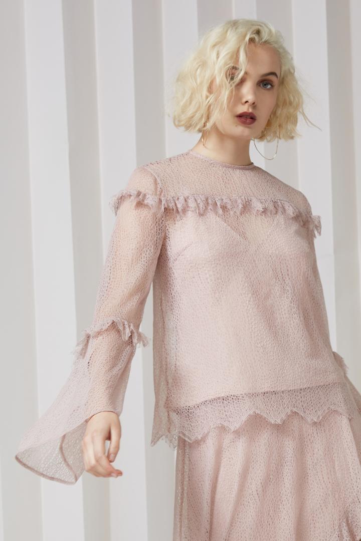 Keepsake Keepsake Slide Long Sleeve Lace Top Rose Smokexxs, Xs,s,m,l