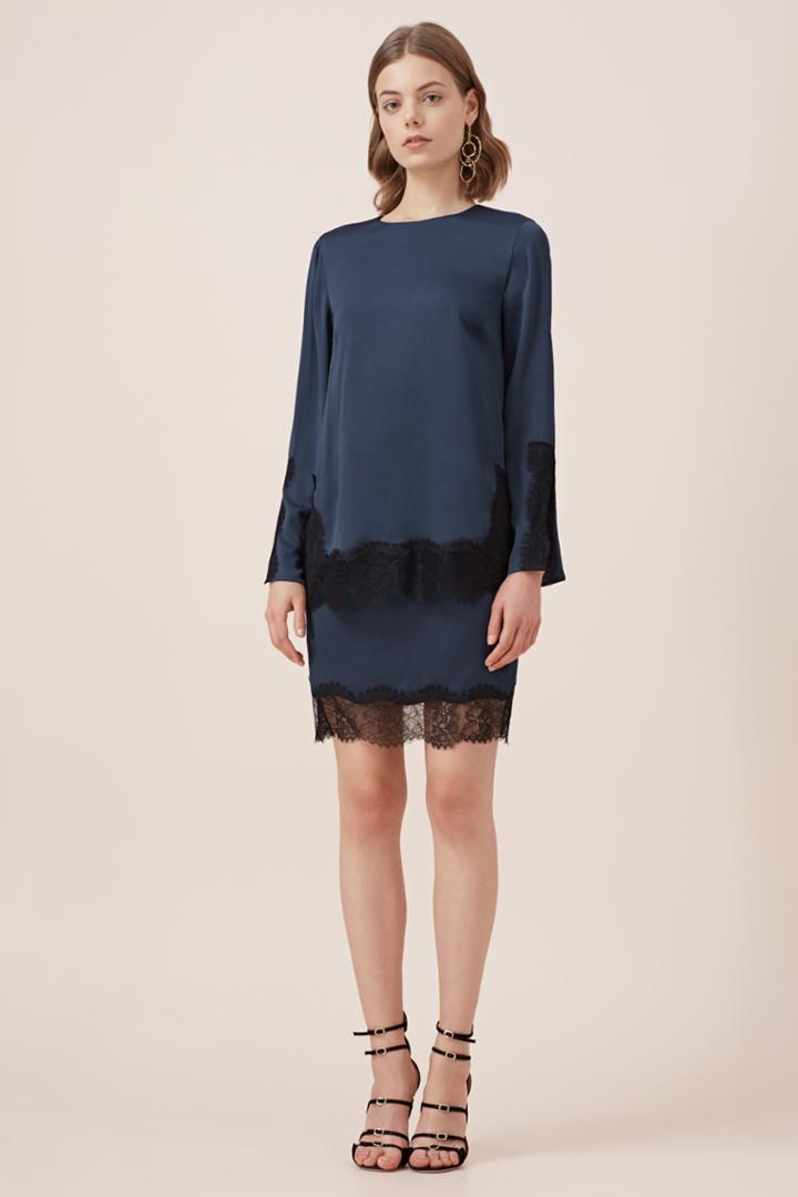 Keepsake Stop Me Lace Trim Skirt Navy