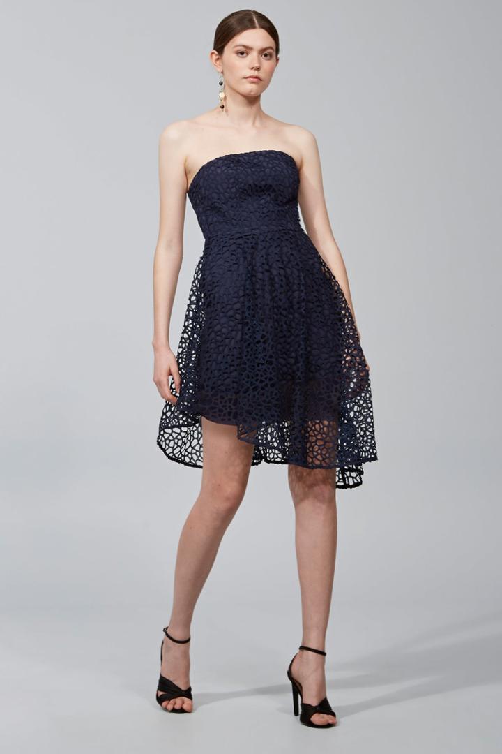 Keepsake Midnight Hour Lace Dress Navy