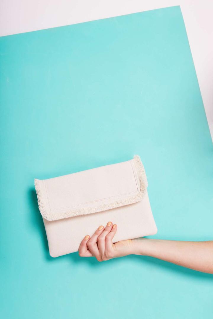 Jaggar Jaggar Fray Canvas Clutch Oatmeal