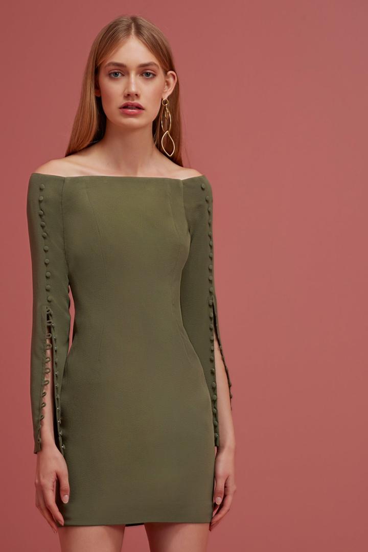 Keepsake Morning Rain Mini Dress Olive