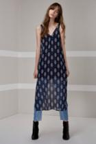 The Fifth Lights Shine On Midi Dress Navy Floral Stamp Print