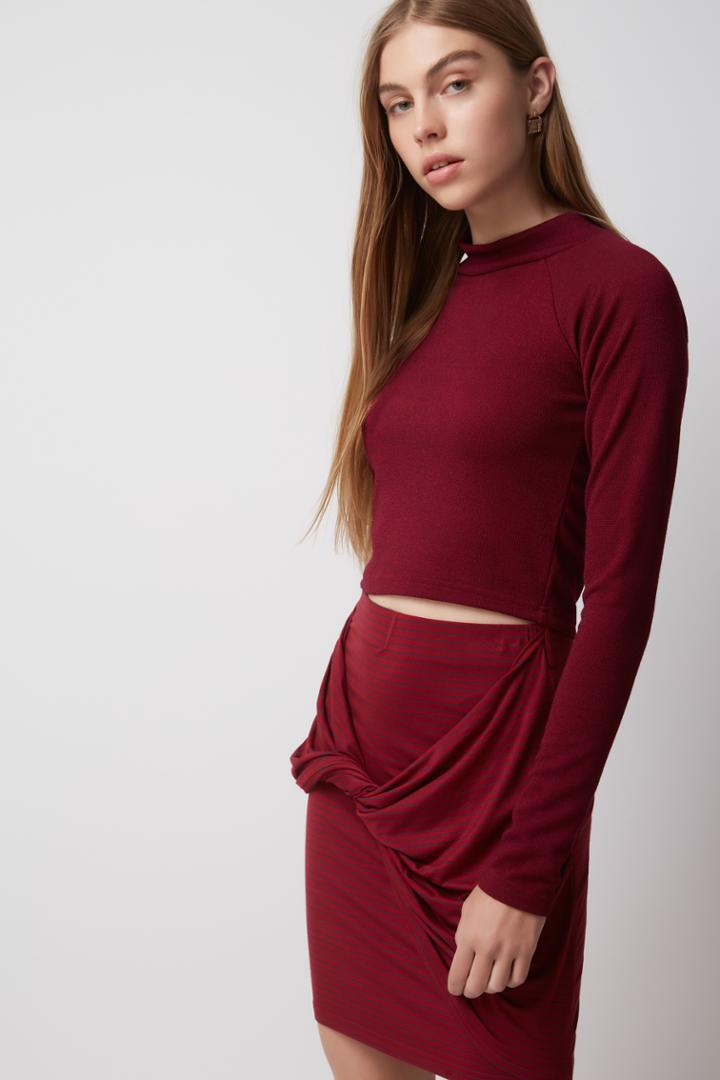 The Fifth Time Lapse Skirt Burgundy And Navy Stripe