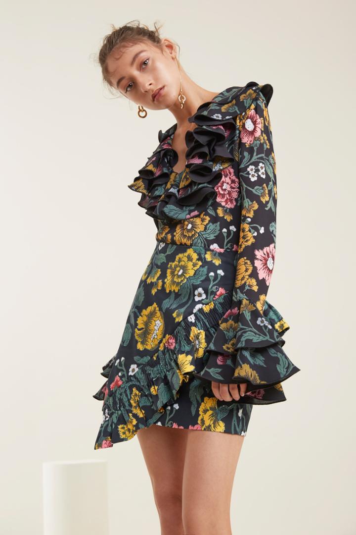 C/meo Collective C/meo Collective Immerse Long Sleeve Top Black Floralxxs, Xs,s,m