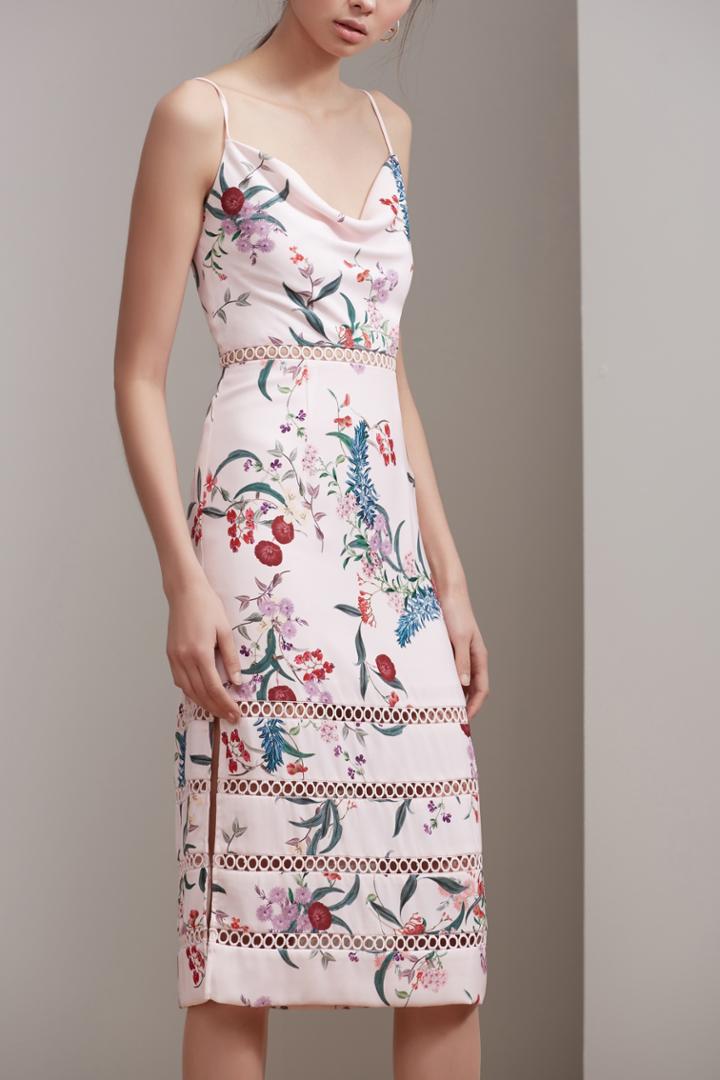Keepsake Keepsake Indulge Midi Dress Blush Botanic Floralxxs, Xs,s,m,l