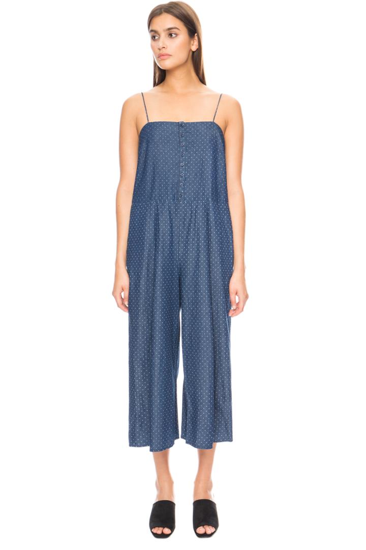 The Fifth Let's Dance Jumpsuit Chambray Polka Dot