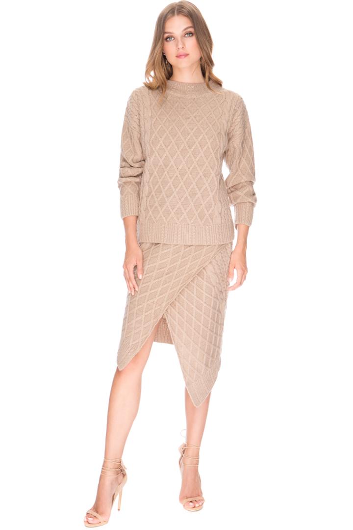 Finders Keepers Odom Cable Knit Skirt Biscuit