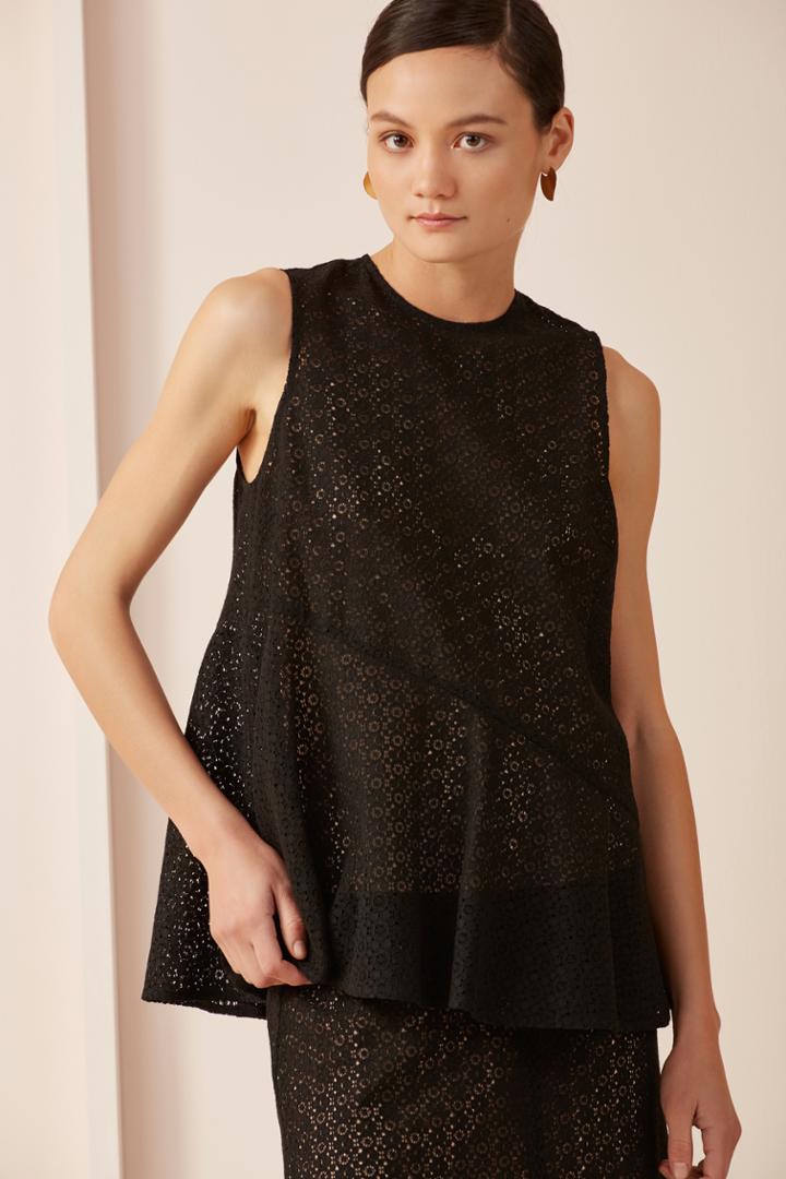 Keepsake Dreamers Short Sleeve Lace Top Black