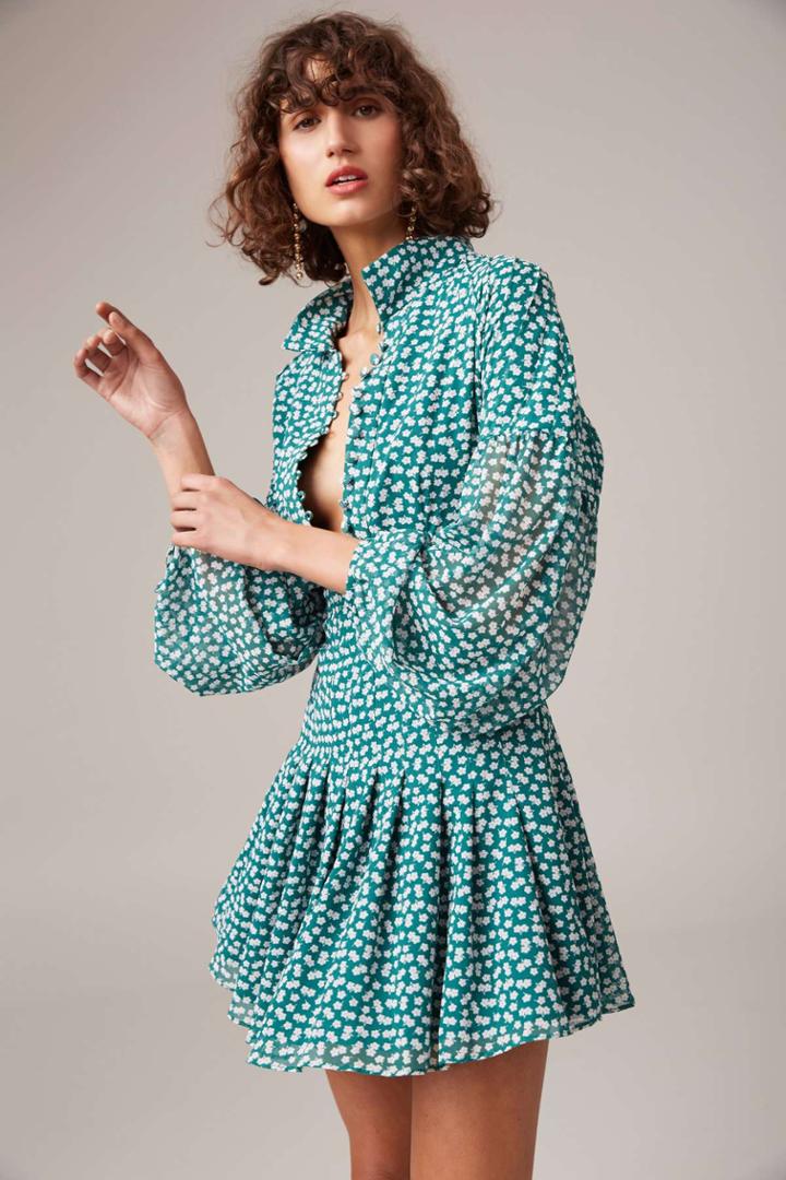 C/meo Collective C/meo Collective Be About You Long Sleeve Dress Green Daisyxs,s,m,l,xl