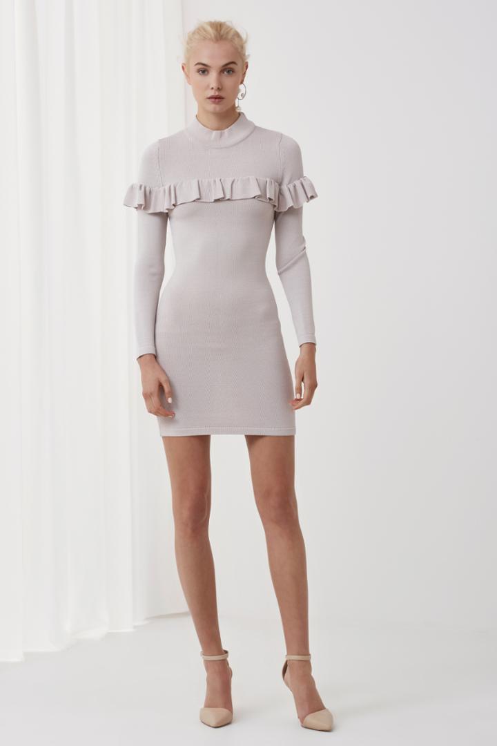 Keepsake Vital Signs Long Sleeve Knit Dress Oyster