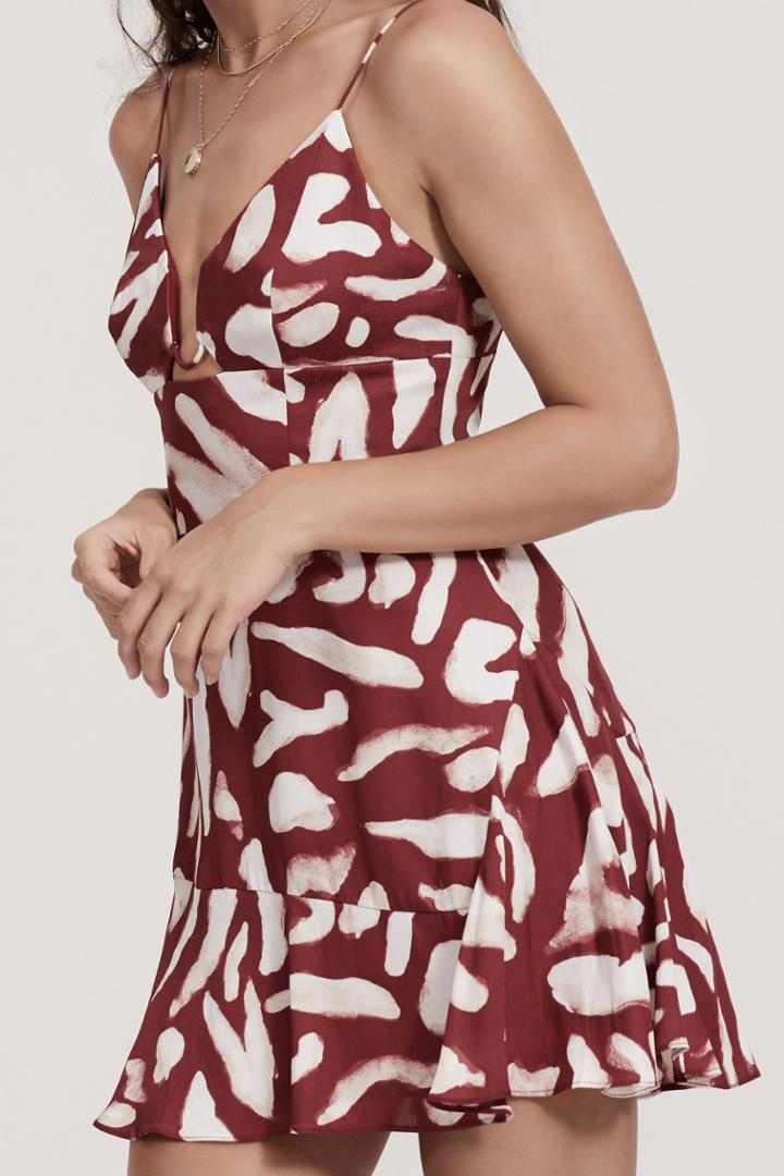 Finders Keepers Mercurial Mini Dress Berry Spot Print