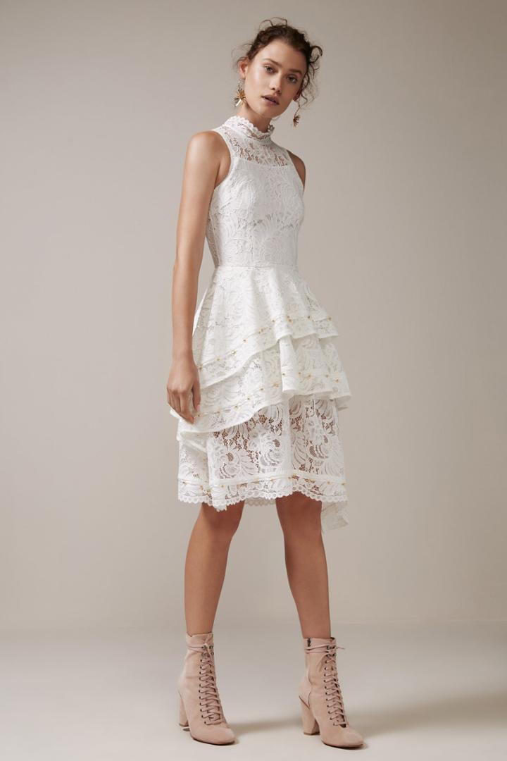 Keepsake Star Crossed Lace Dress Ivory