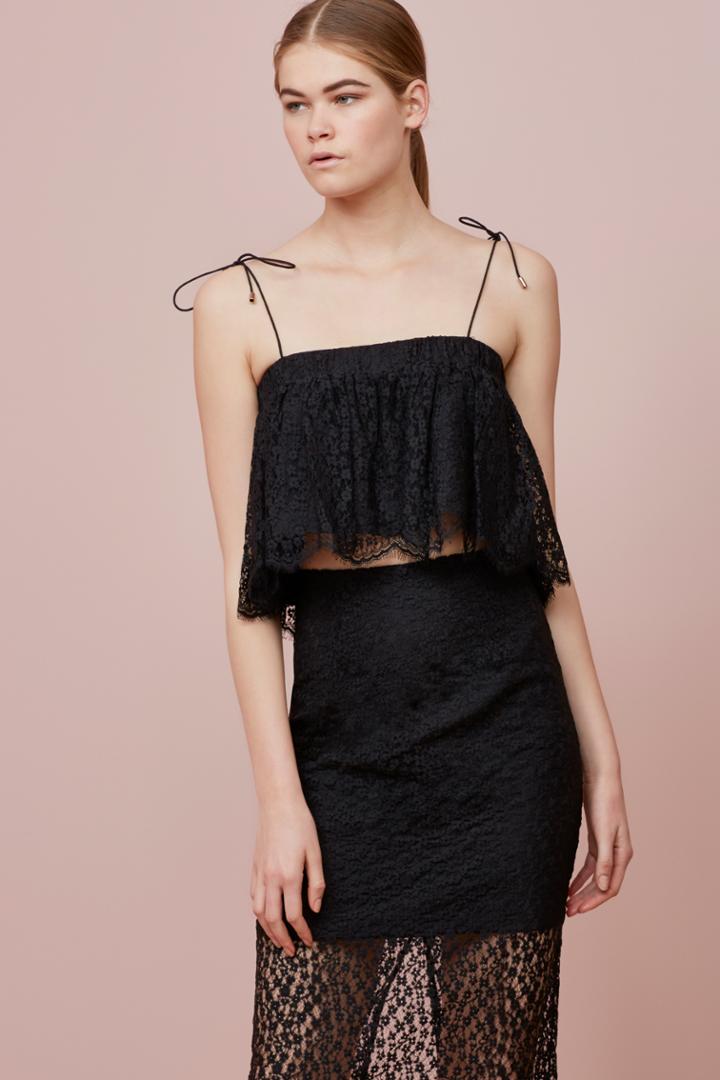 Keepsake Wanderer Lace Top Black