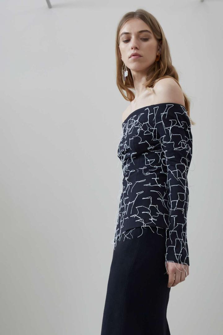 C/meo Collective C/meo Collective Phase Out Off Shoulder Long Sleeve Top Black