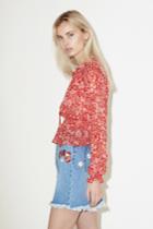 The Fifth The Fifth Brushstrokes Long Sleeve Top Red Floral Dream Printxxs, Xs,s,m,l