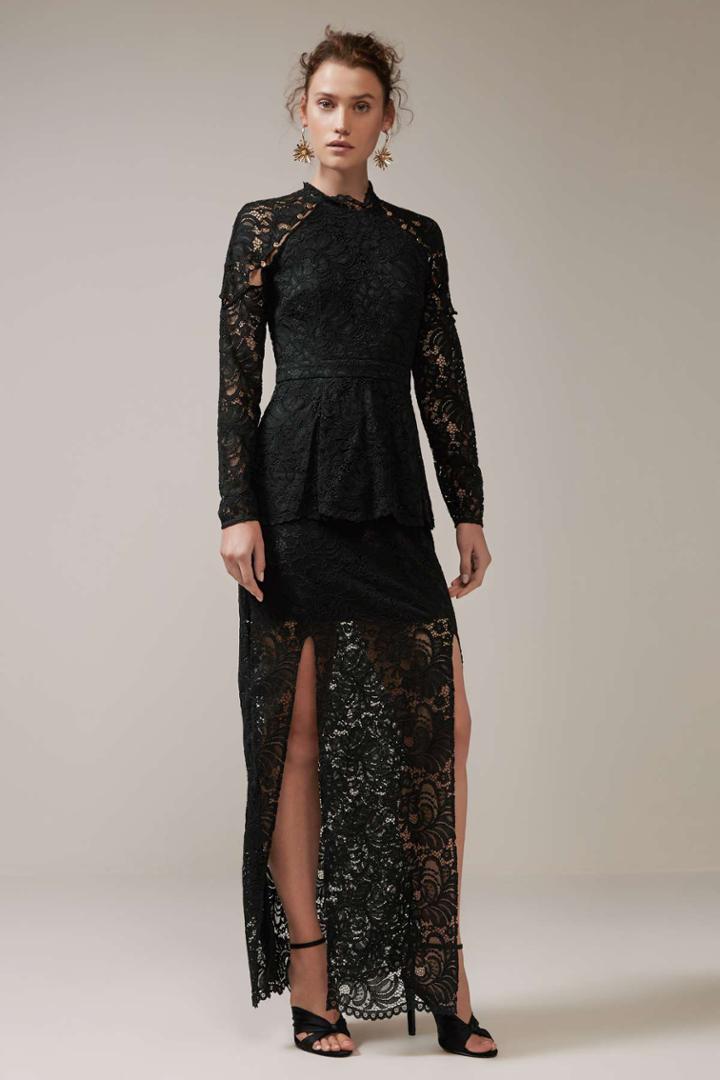 Keepsake Keepsake Star Crossed Lace Gown Black