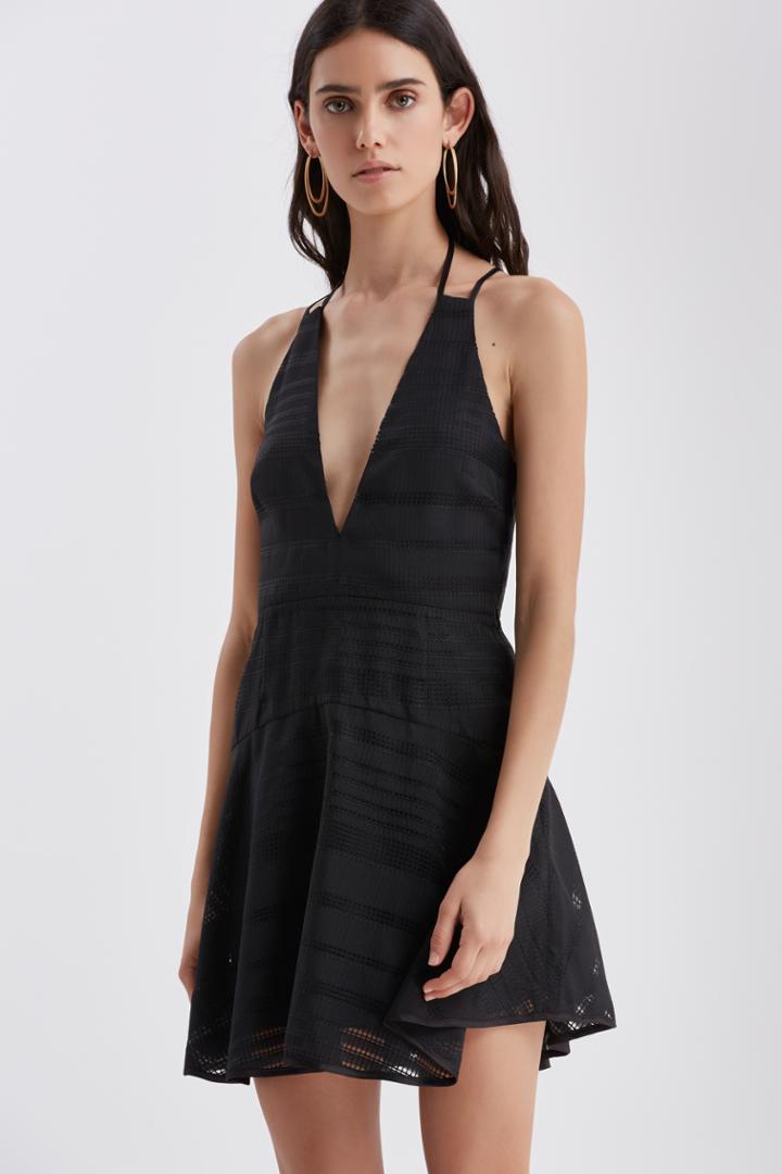 Finders Keepers Brixton Fit + Flare Dress Black