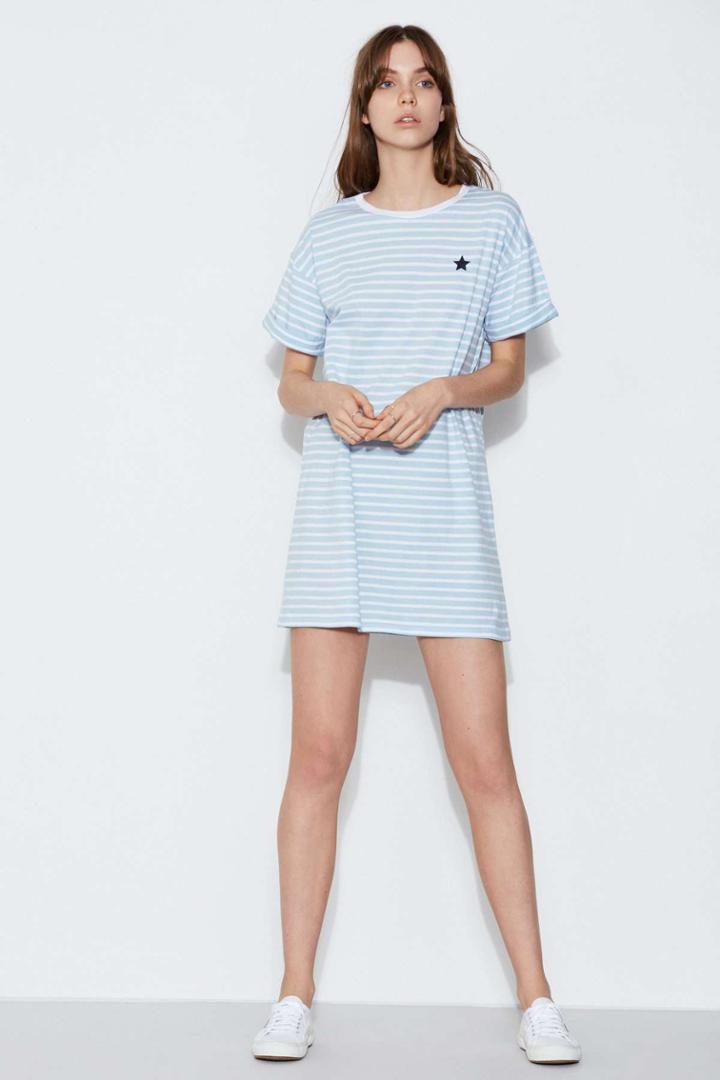 The Fifth Prismatic Stripe Dress Sky W Whitexs,s,m,l,xl