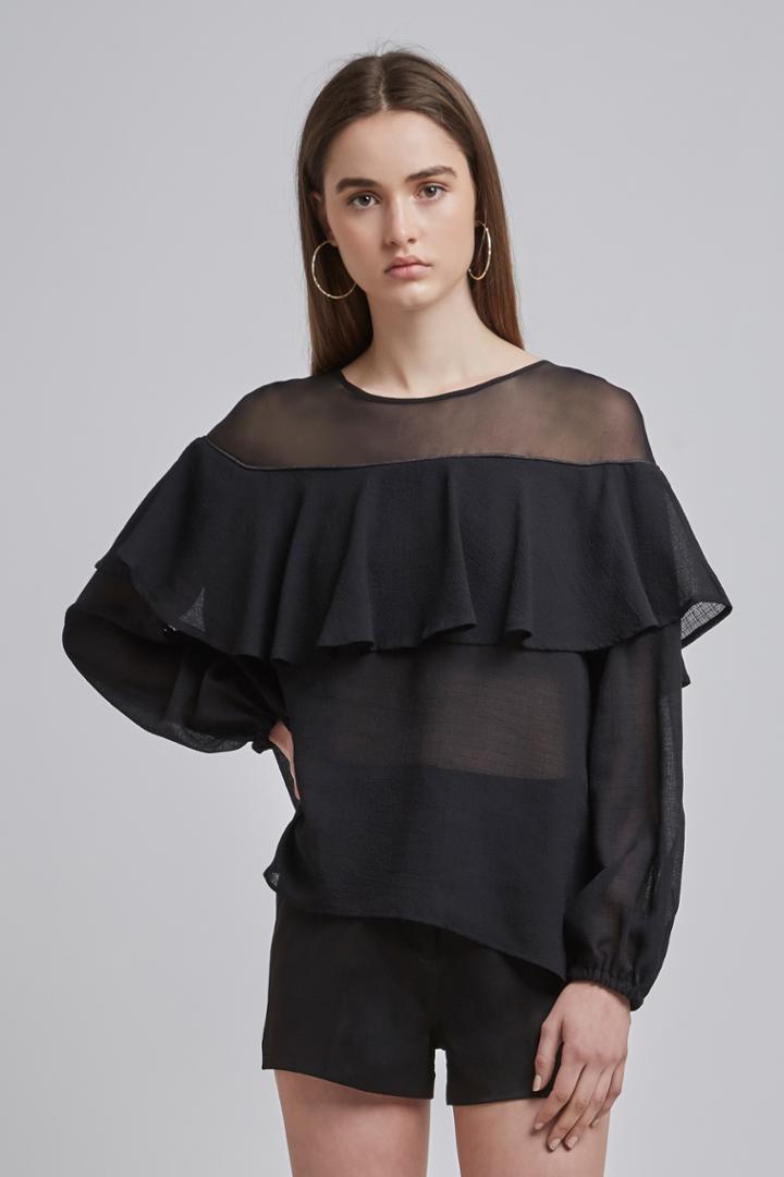 Finders Keepers Boyd Long Sleeve Top Black