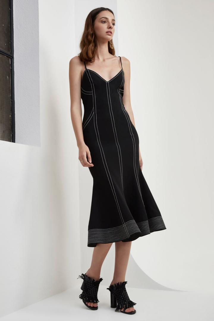 C/meo Collective Right Now Midi Dress Black W White