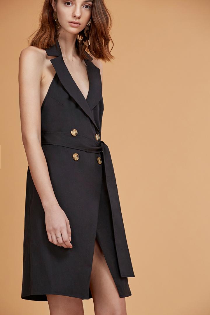 C/meo Collective Into You Halter Shirt Dress Black