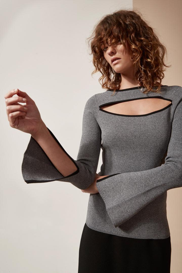 C/meo Collective Elision Knit Top Grey Marle