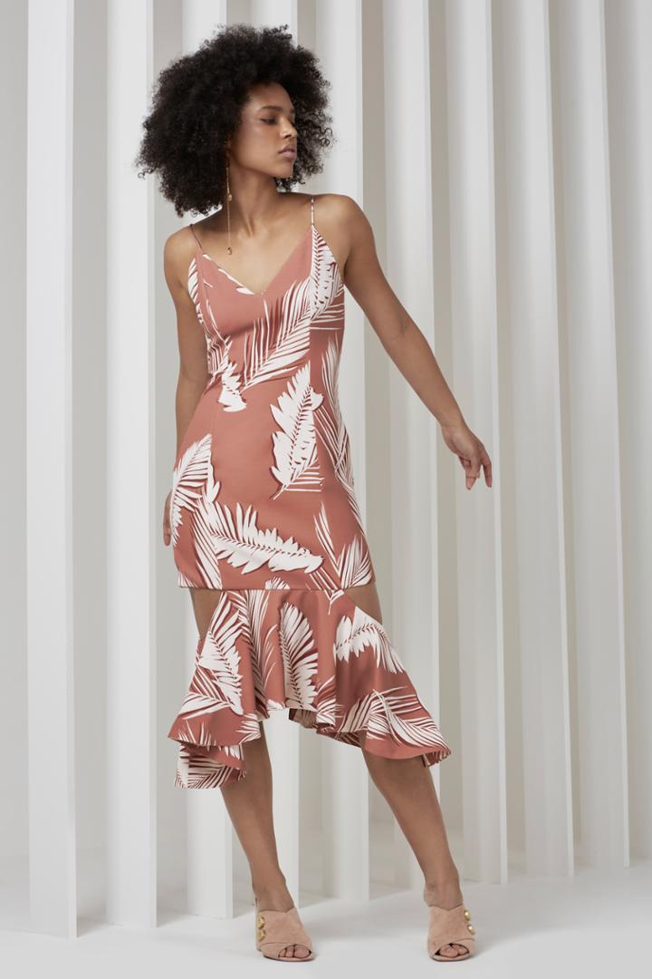 C/meo Collective Enfold Dress Rosewood Maui Print