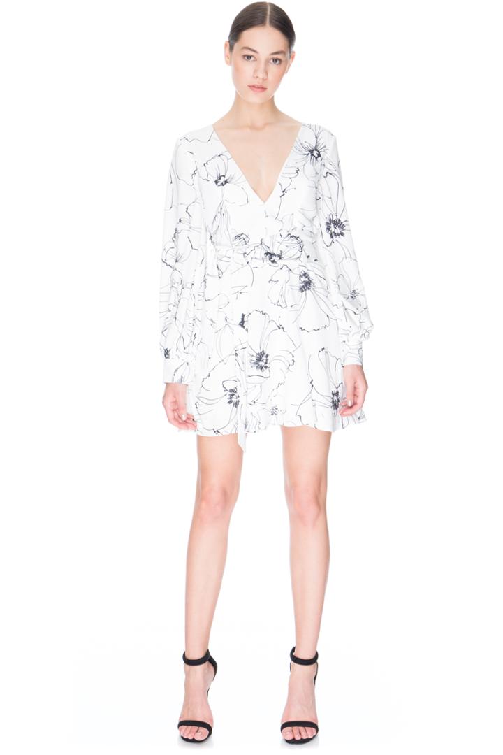 Keepsake Heat Wave Long Sleeve Mini Dress Sketch Floral Light