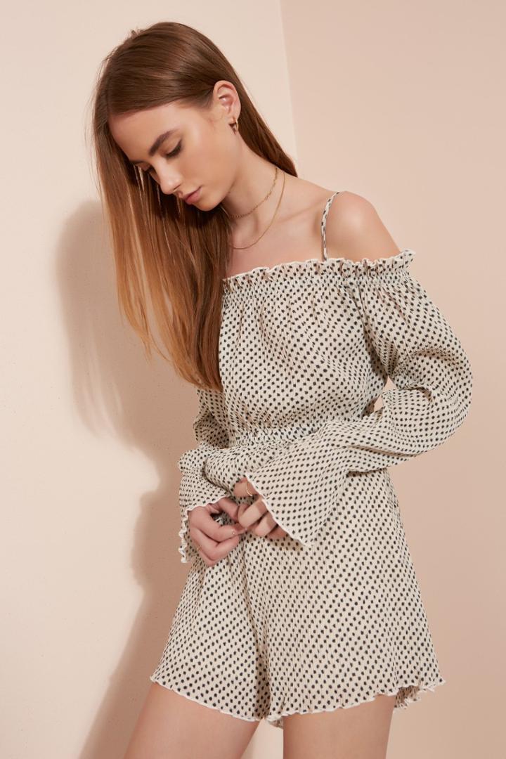 The Fifth Night Vision Long Sleeve Playsuit Daybreak Sky Print