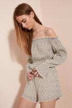 The Fifth Night Vision Long Sleeve Playsuit Daybreak Sky Print