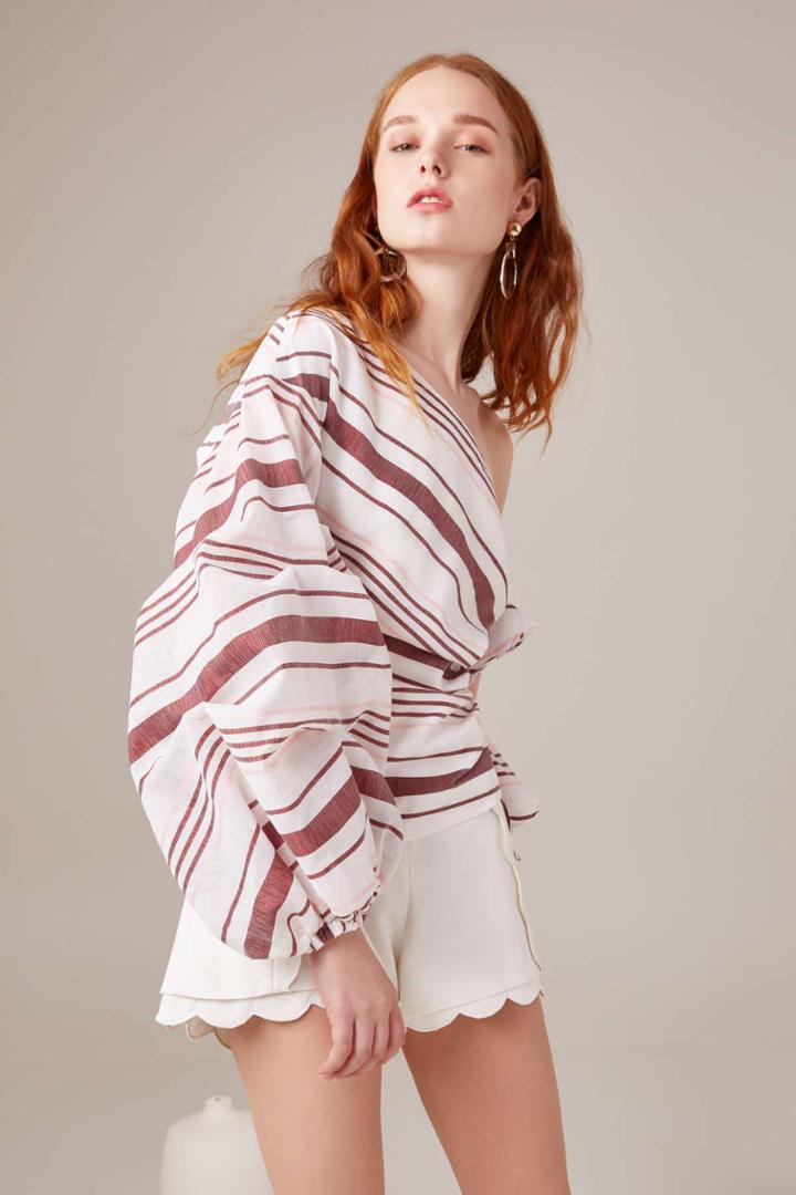 C/meo Collective On Her Own Top Ivory Stripexxs, Xs,s,m,l,xl