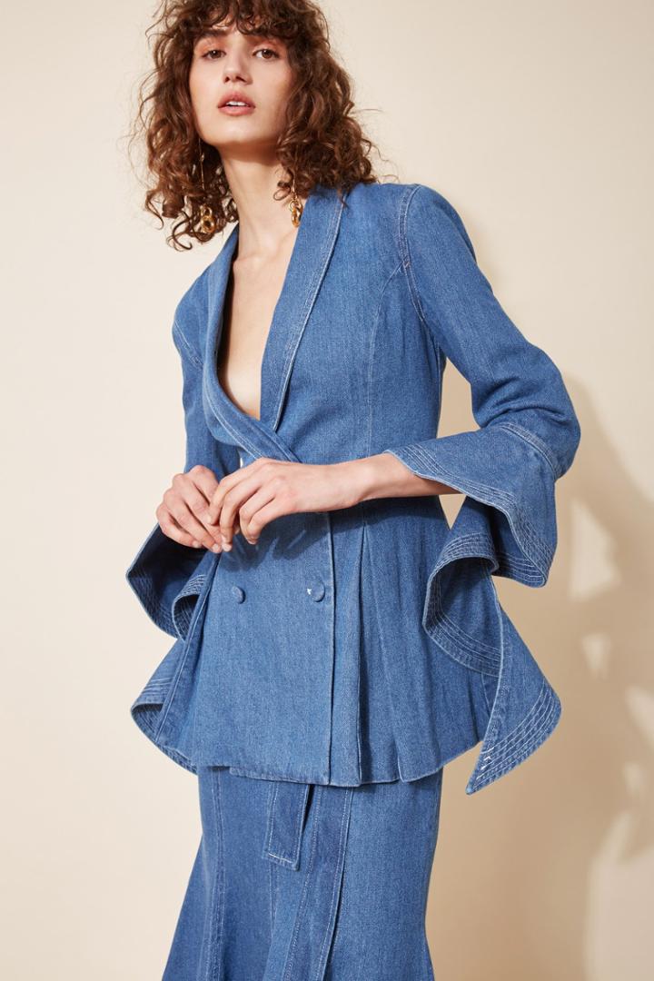 C/meo Collective C/meo Collective Perpetual Dreams Blazer Blue W Ivoryxxs, Xs,s,m