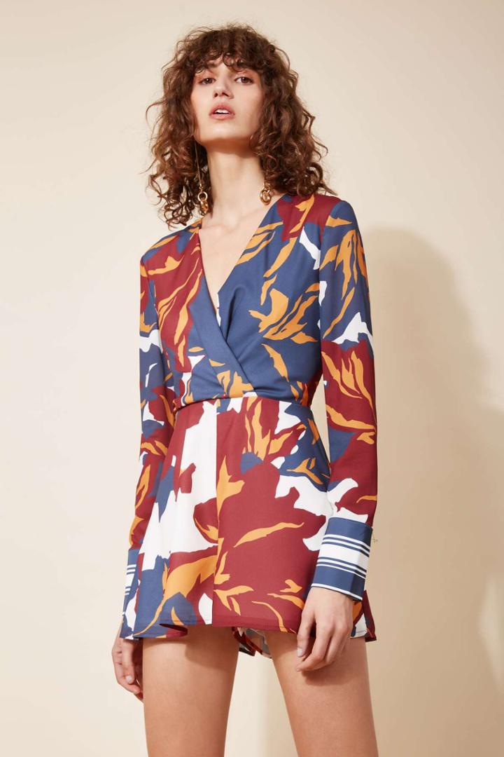 C/meo Collective Vanish Long Sleeve Playsuit Ivory Floralxxs, Xs,s,m,l