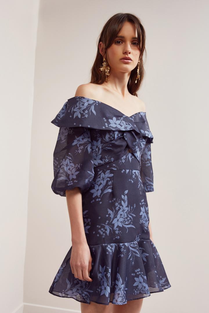 Keepsake Keepsake Stand Tall Dress Navy Stencil Floralxxs, Xs,s,m,l