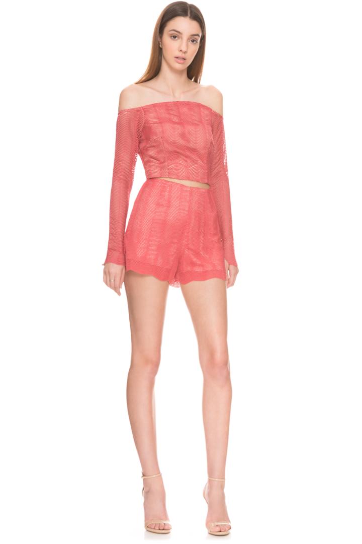 Keepsake Think Twice Long Sleeve Lace Top Red Ochre