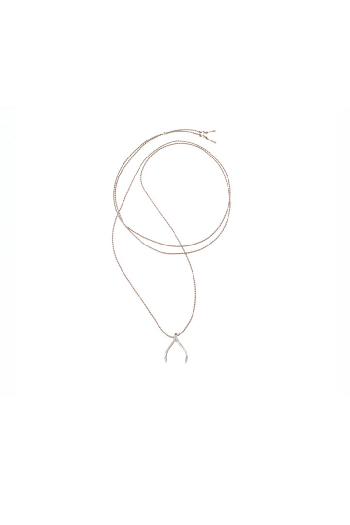 Cinquante Wishbone Necklace Silver/grey